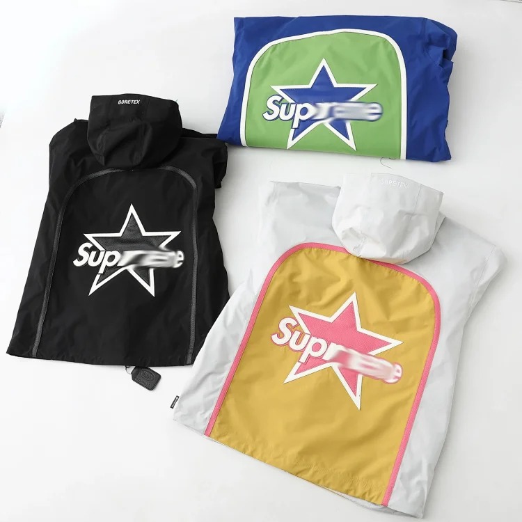 Sup co-branded American outdoor motorcycle racing style logo embroidered windproof and waterproof zipper jacket