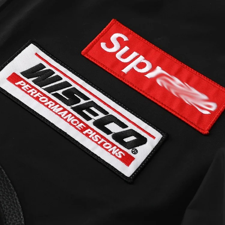 Sup co-branded American outdoor motorcycle racing style logo embroidered windproof and waterproof zipper jacket