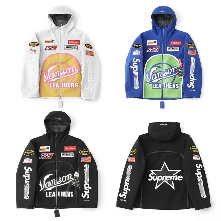 Sup co-branded American outdoor motorcycle racing style logo embroidered windproof and waterproof zipper jacket