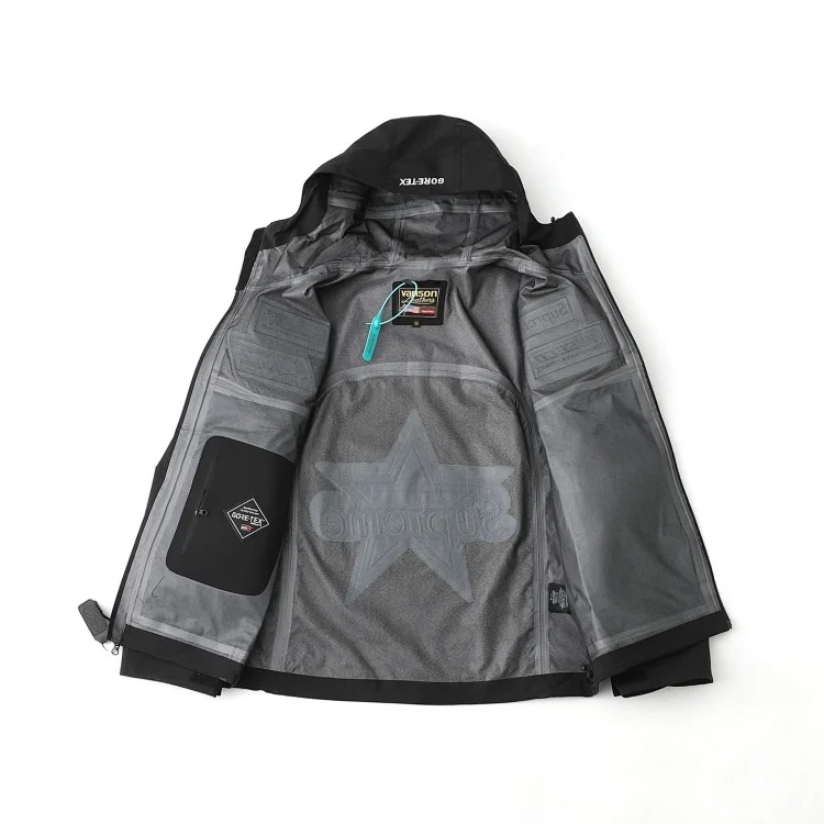 Sup co-branded American outdoor motorcycle racing style logo embroidered windproof and waterproof zipper jacket