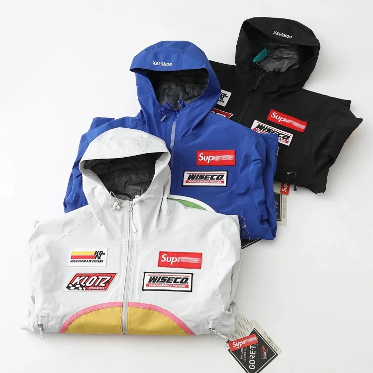 Sup co-branded American outdoor motorcycle racing style logo embroidered windproof and waterproof zipper jacket
