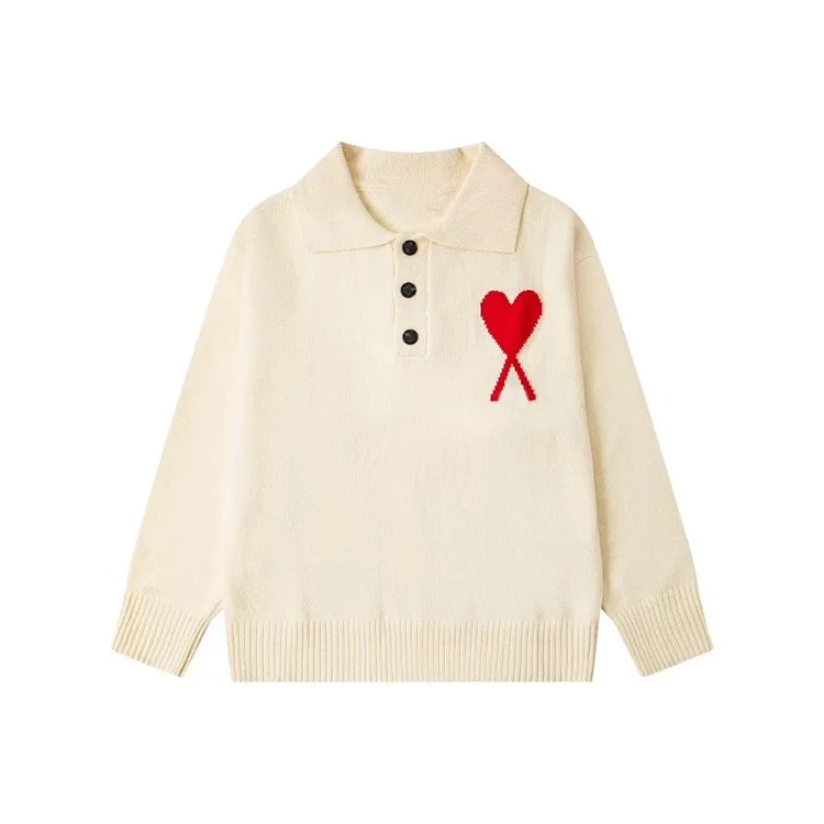 Love jacquard knitted long-sleeved sweater for men and women, autumn and winter couple tops