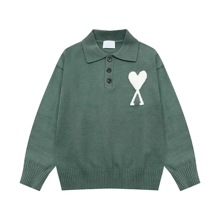 Love jacquard knitted long-sleeved sweater for men and women, autumn and winter couple tops