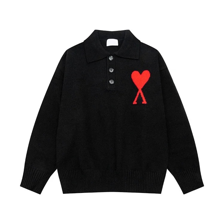Love jacquard knitted long-sleeved sweater for men and women, autumn and winter couple tops