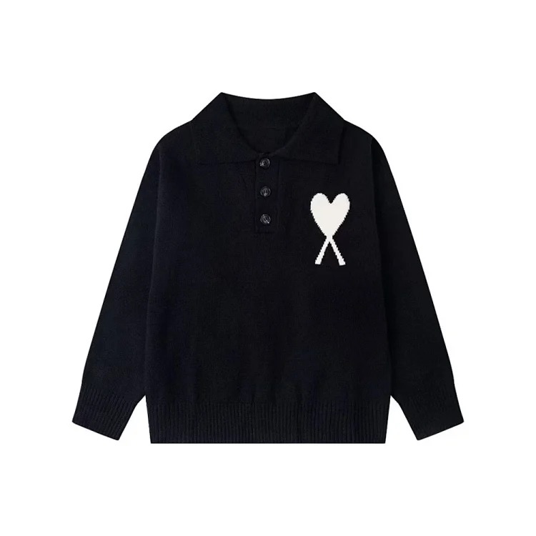 Love jacquard knitted long-sleeved sweater for men and women, autumn and winter couple tops
