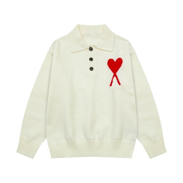 Love jacquard knitted long-sleeved sweater for men and women, autumn and winter couple tops
