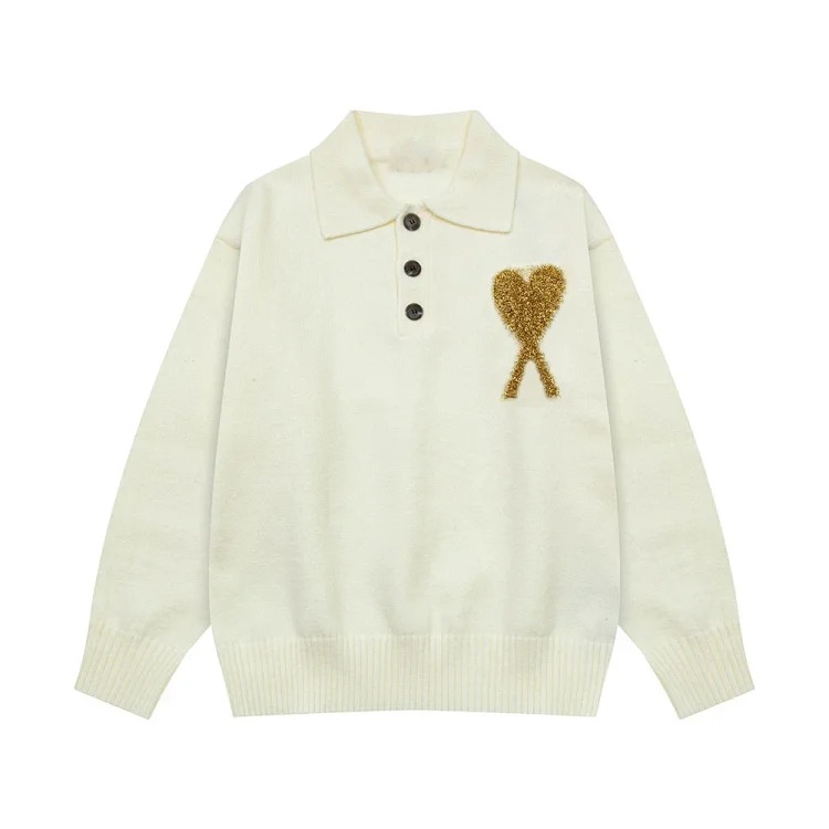 Love jacquard knitted long-sleeved sweater for men and women, autumn and winter couple tops