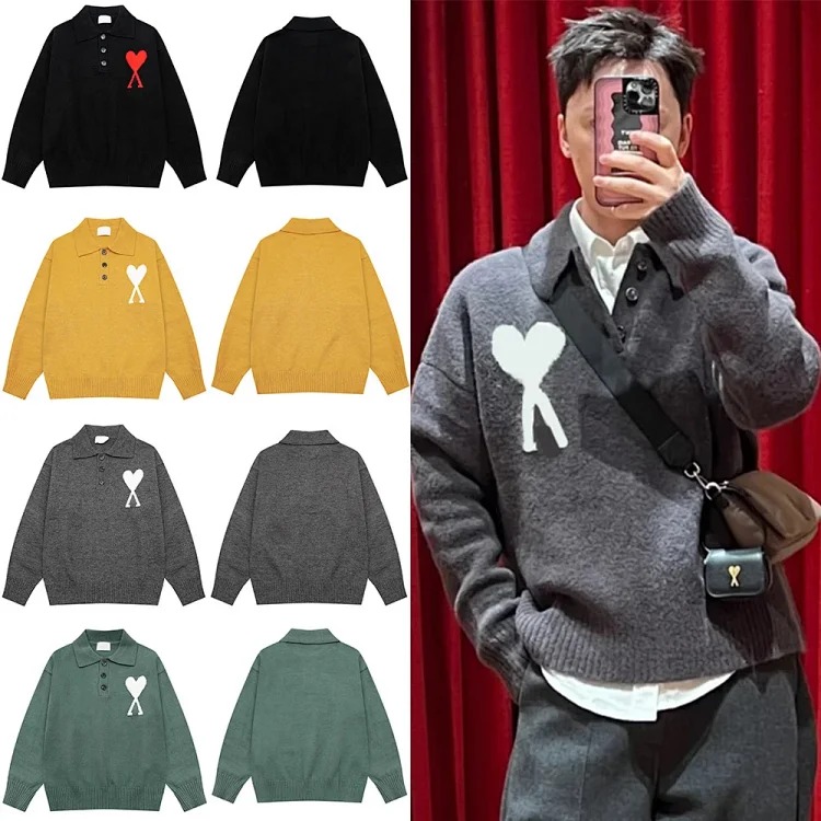 Love jacquard knitted long-sleeved sweater for men and women, autumn and winter couple tops