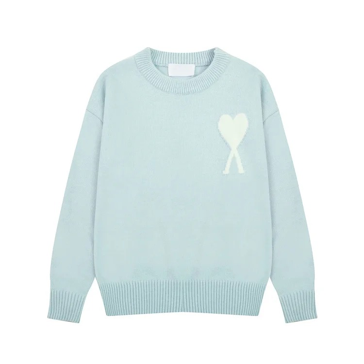 Love jacquard knitted long-sleeved sweater for men and women, autumn and winter couple tops