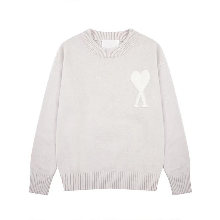 Love jacquard knitted long-sleeved sweater for men and women, autumn and winter couple tops