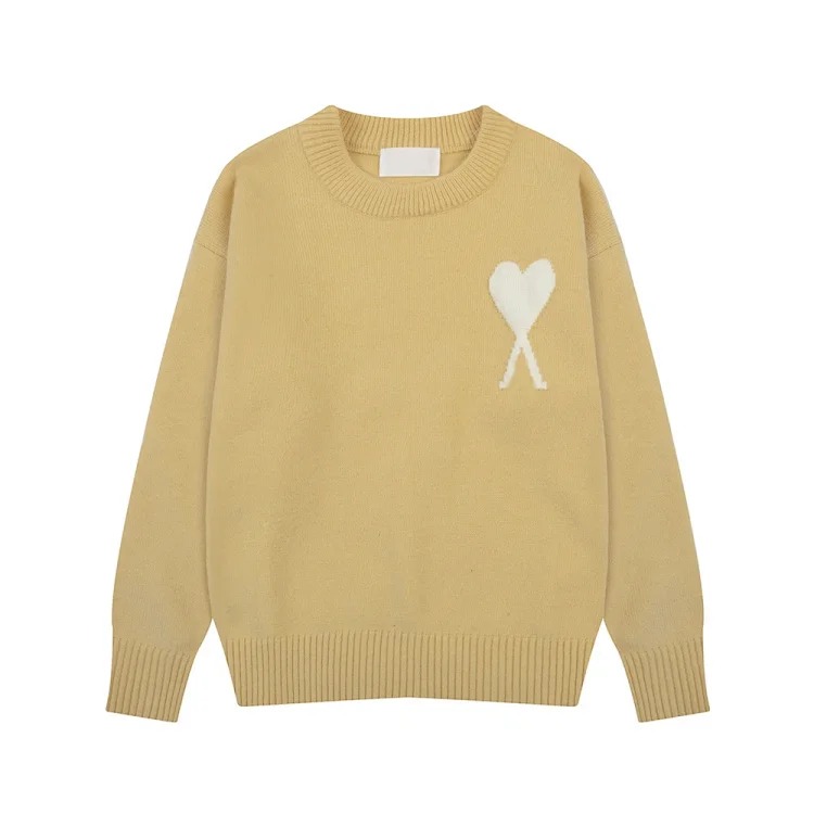 Love jacquard knitted long-sleeved sweater for men and women, autumn and winter couple tops