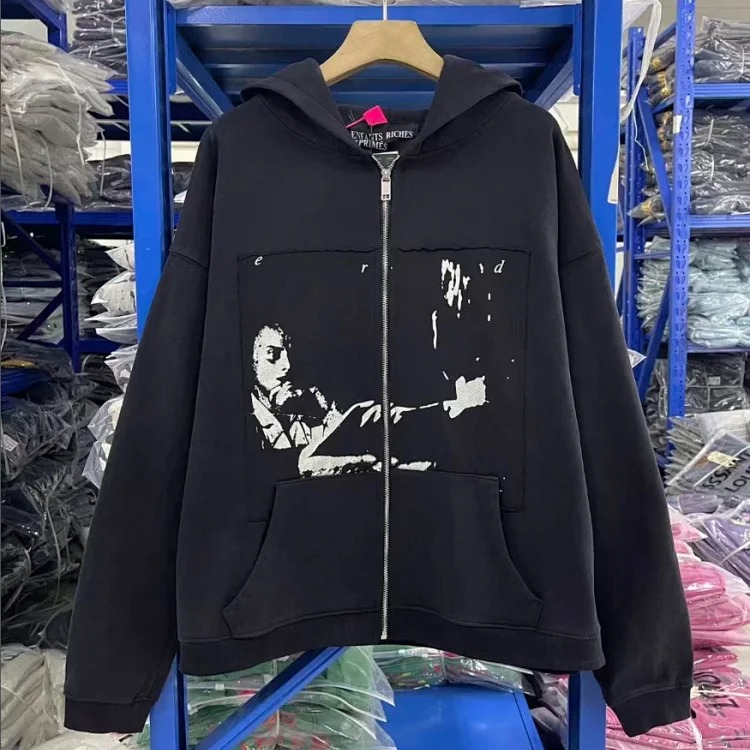 Portrait printed letters long-sleeved men's and women's loose hoodies sweatshirts high street casual