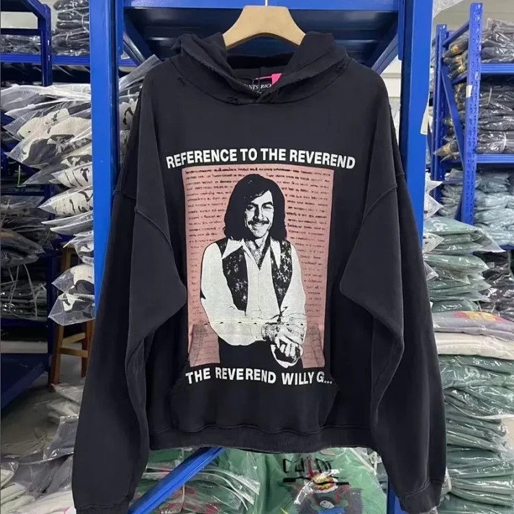 Portrait printed letters long-sleeved men's and women's loose hoodies sweatshirts high street casual
