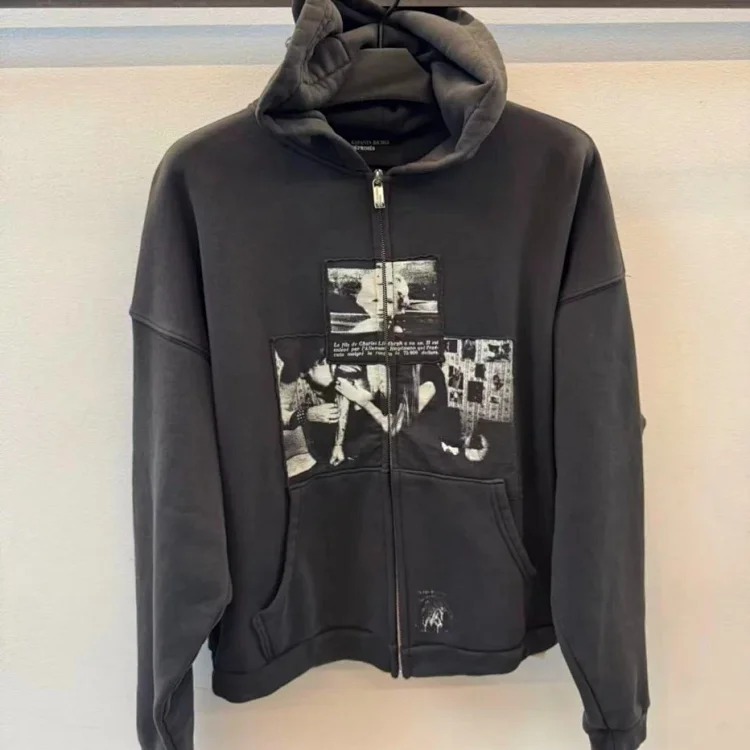 Portrait printed letters long-sleeved men's and women's loose hoodies sweatshirts high street casual