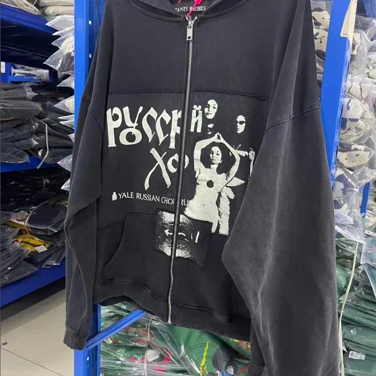 Portrait printed letters long-sleeved men's and women's loose hoodies sweatshirts high street casual