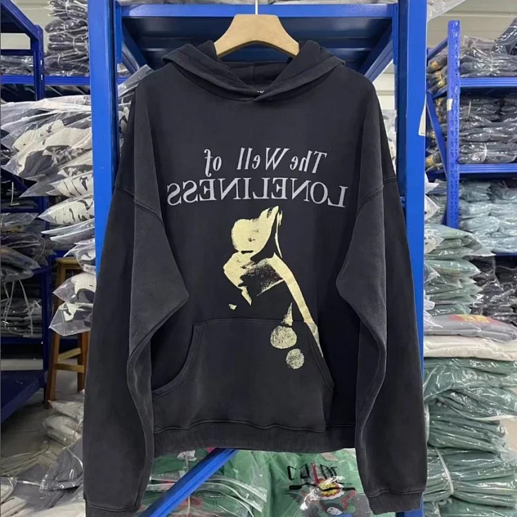 Portrait printed letters long-sleeved men's and women's loose hoodies sweatshirts high street casual
