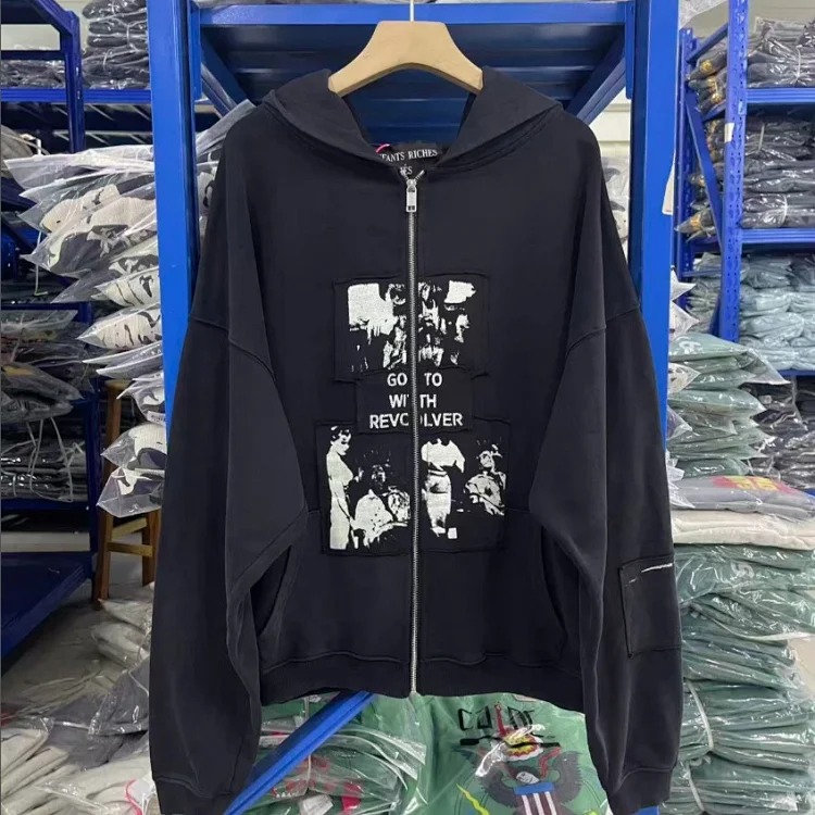 Portrait printed letters long-sleeved men's and women's loose hoodies sweatshirts high street casual