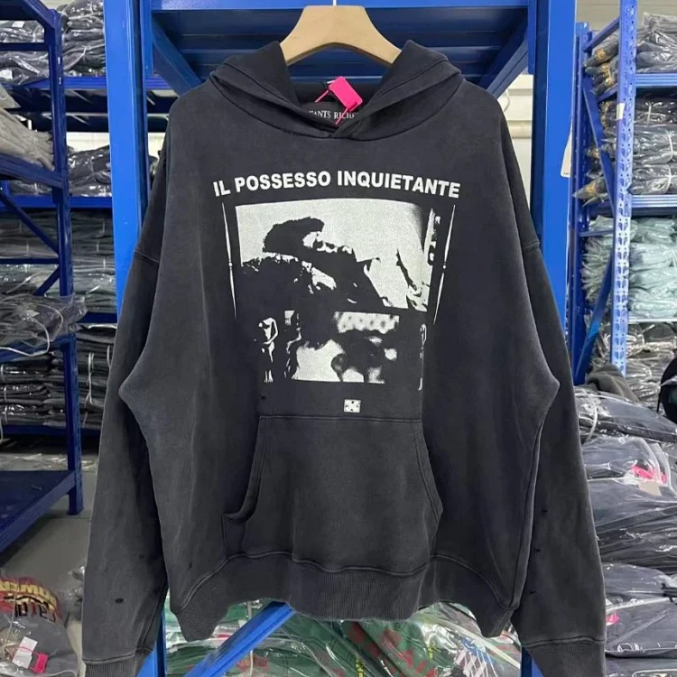 Portrait printed letters long-sleeved men's and women's loose hoodies sweatshirts high street casual