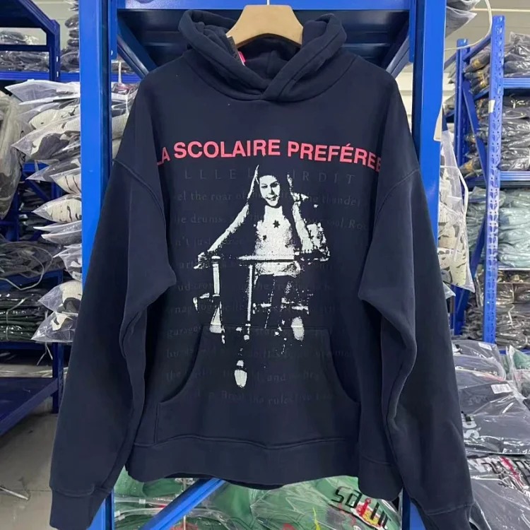 Portrait printed letters long-sleeved men's and women's loose hoodies sweatshirts high street casual