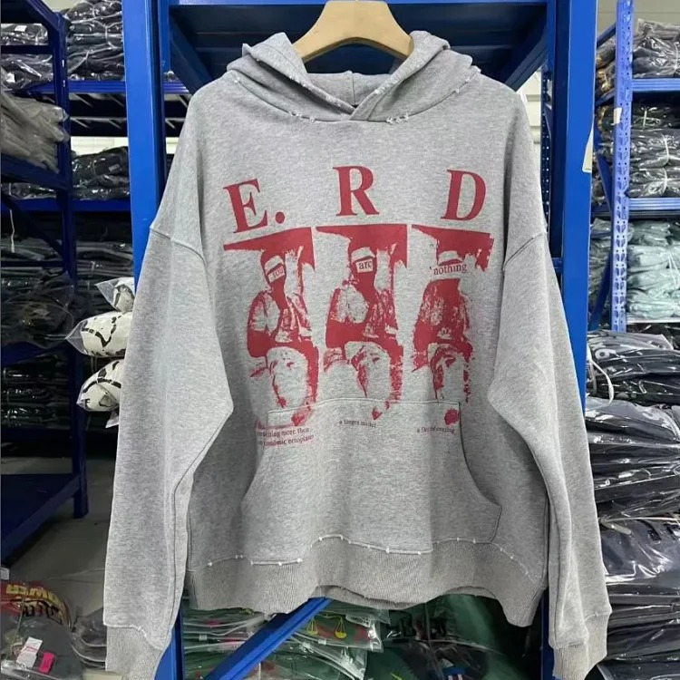 Portrait printed letters long-sleeved men's and women's loose hoodies sweatshirts high street casual