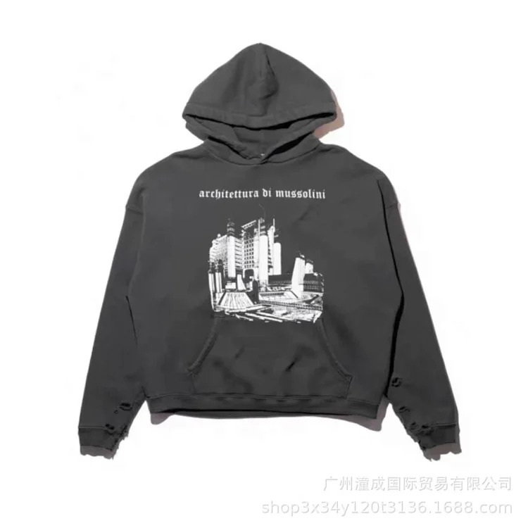 Portrait printed letters long-sleeved men's and women's loose hoodies sweatshirts high street casual