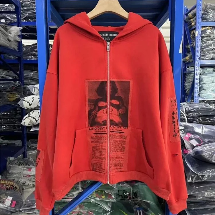 Portrait printed letters long-sleeved men's and women's loose hoodies sweatshirts high street casual