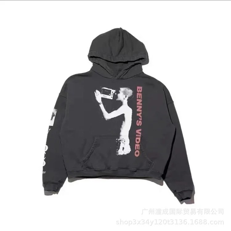 Portrait printed letters long-sleeved men's and women's loose hoodies sweatshirts high street casual