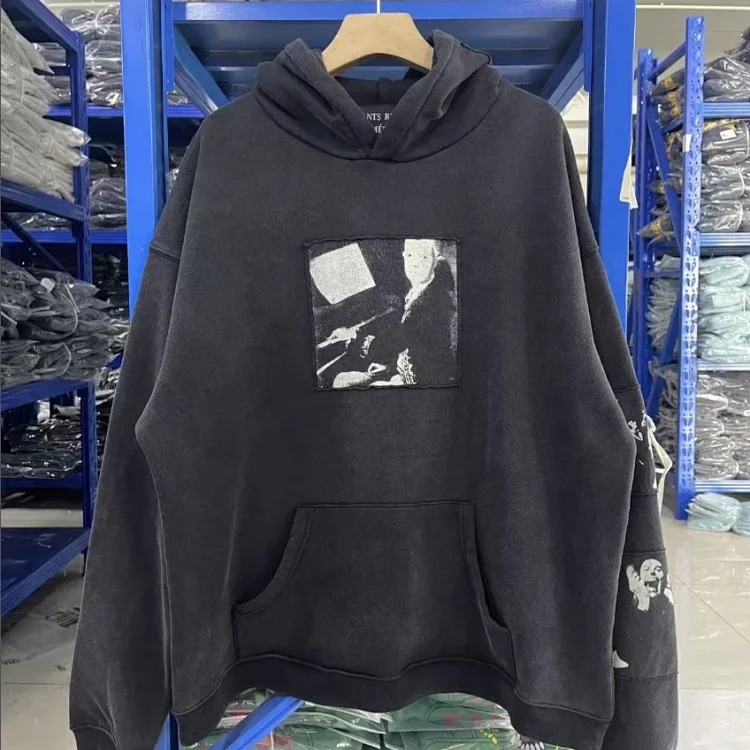 Portrait printed letters long-sleeved men's and women's loose hoodies sweatshirts high street casual