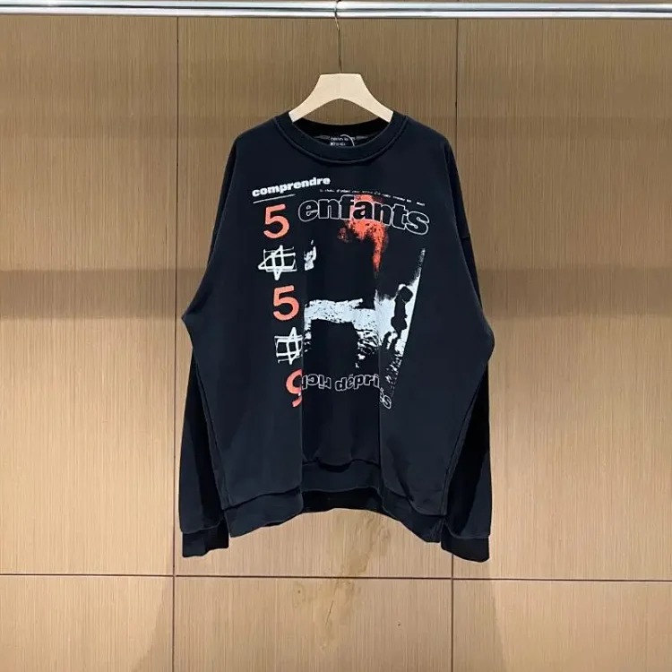 Portrait printed letters long-sleeved men's and women's loose hoodies sweatshirts high street casual