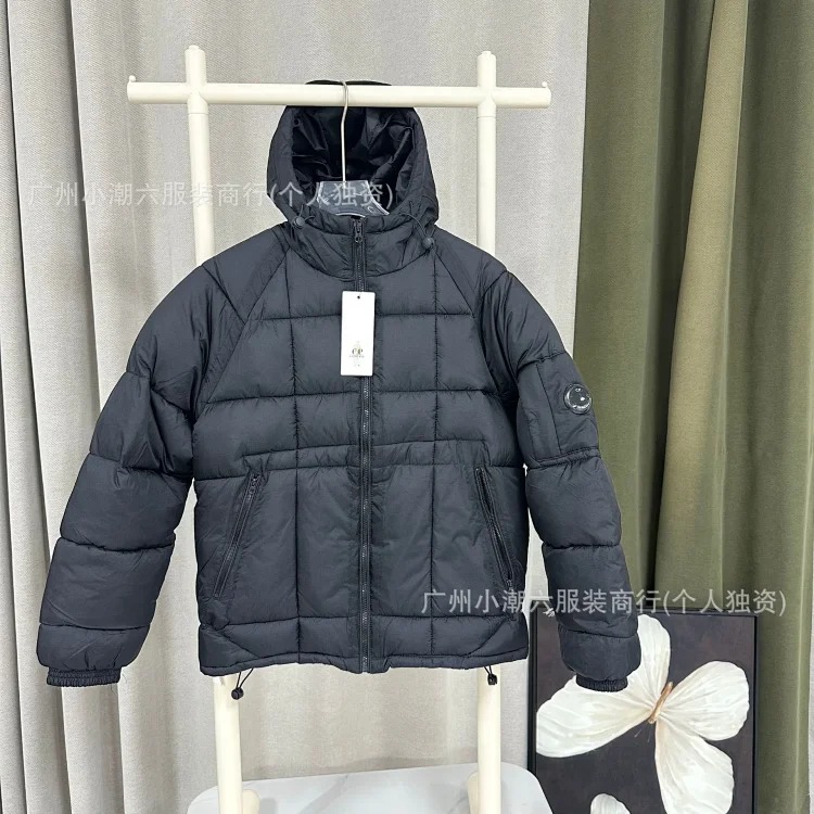 Men's cotton coat, plaid quilted badge, lenses, American style baker's coat, hooded outdoor