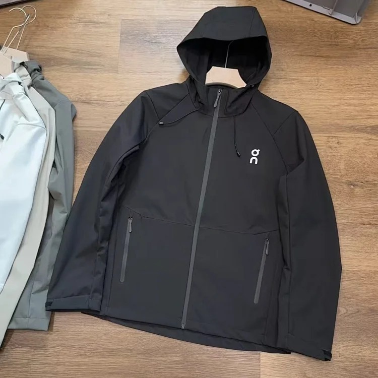 New laminated casual outdoor mountaineering sports waterproof hooded solid color jacket autumn travel windproof
