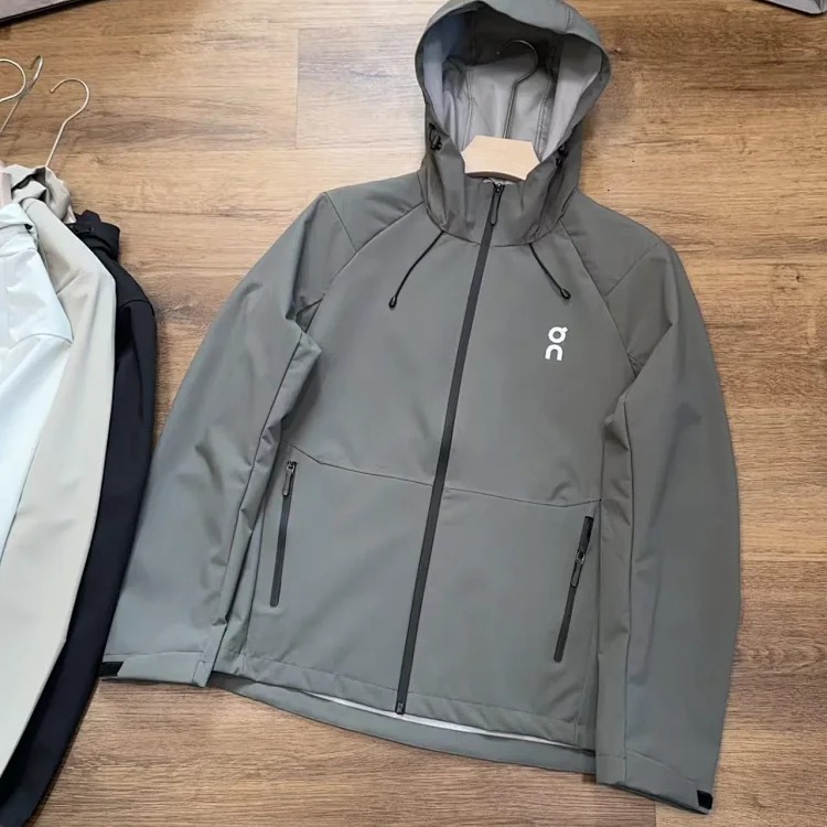 New laminated casual outdoor mountaineering sports waterproof hooded solid color jacket autumn travel windproof