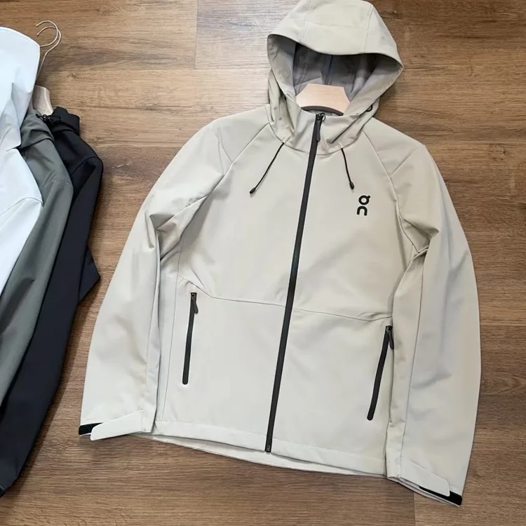 New laminated casual outdoor mountaineering sports waterproof hooded solid color jacket autumn travel windproof