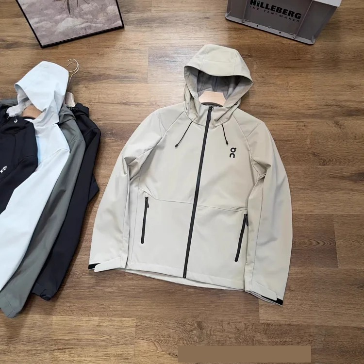 New laminated casual outdoor mountaineering sports waterproof hooded solid color jacket autumn travel windproof