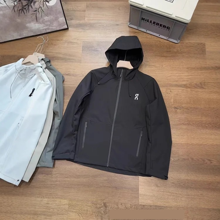 New laminated casual outdoor mountaineering sports waterproof hooded solid color jacket autumn travel windproof