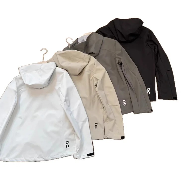 New laminated casual outdoor mountaineering sports waterproof hooded solid color jacket autumn travel windproof
