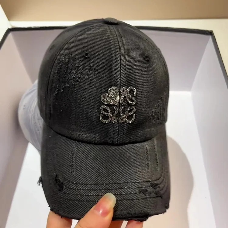 American retro ripped baseball cap women's peaked cap