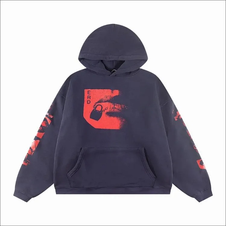 Melancholy rich second generation washed and aged letter print hooded sweatshirt