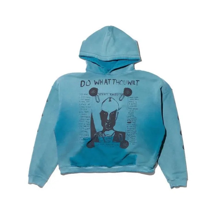 Melancholy rich second generation washed and aged letter print hooded sweatshirt