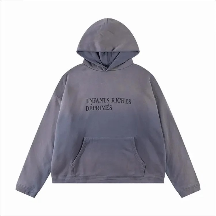 Melancholy rich second generation washed and aged letter print hooded sweatshirt