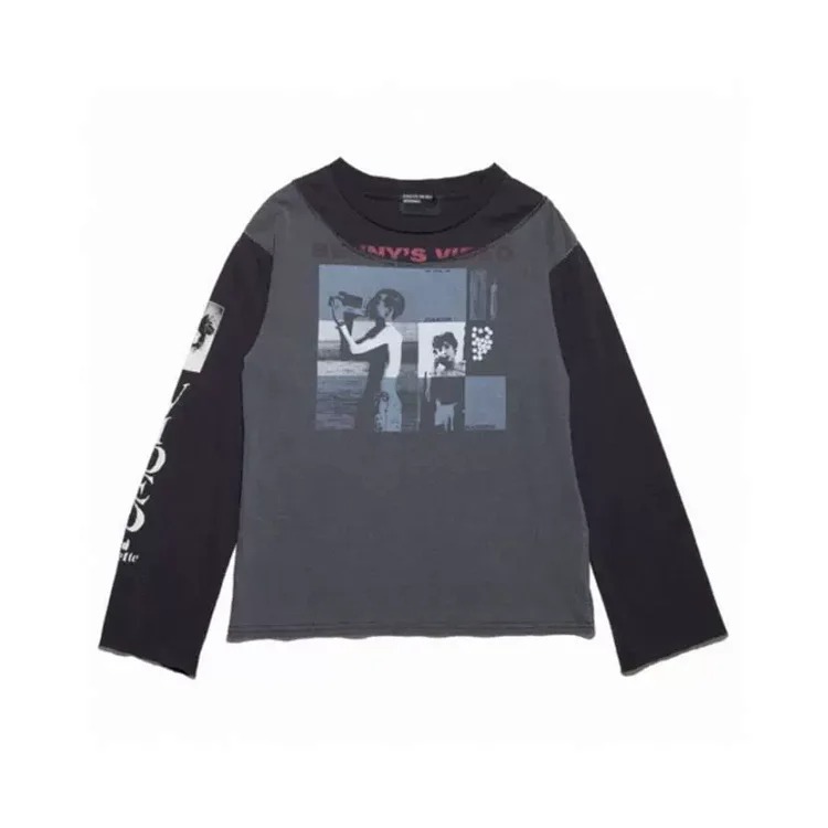 Melancholy rich second generation washed and aged letter print hooded sweatshirt
