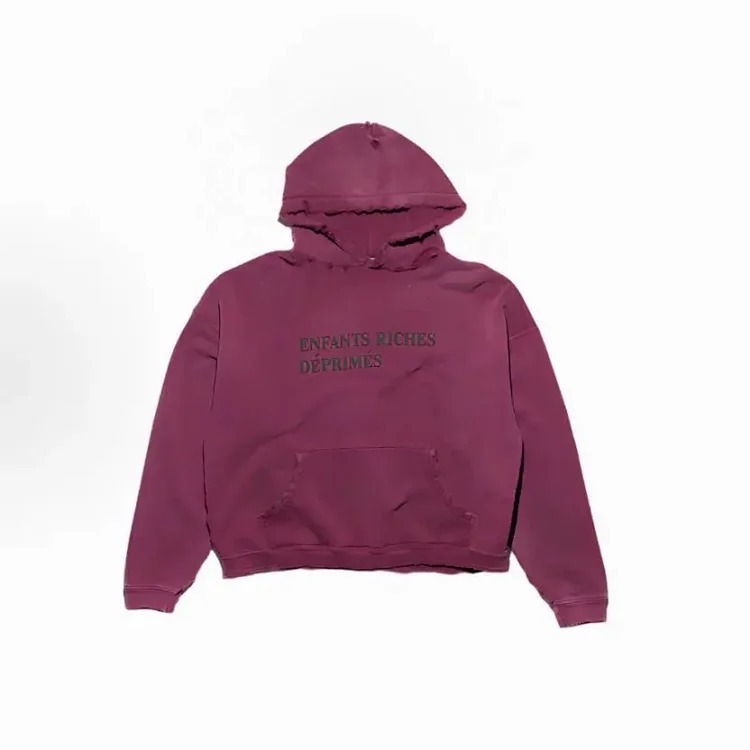 Melancholy rich second generation washed and aged letter print hooded sweatshirt