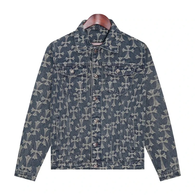 cross patch leather jacket denim jacket