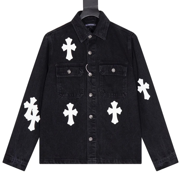 cross patch leather jacket denim jacket