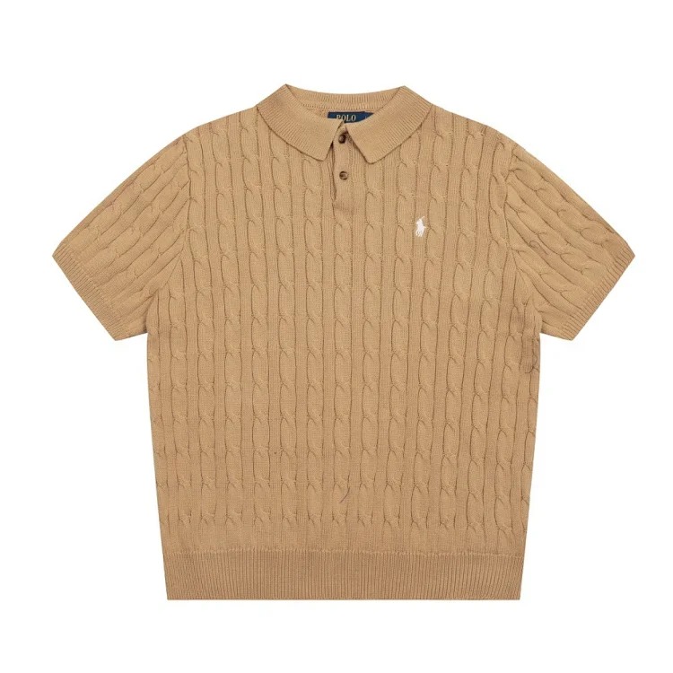 Classic Four Seasons Lapel Solid Color Pony Embroidered Knitted Short Sleeves