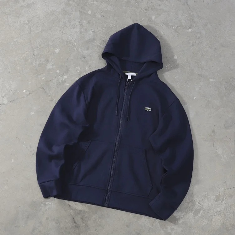 Basic embroidered zipper hooded sweatshirt for men and women