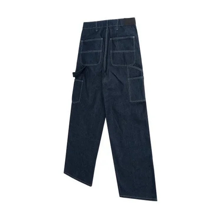 Washed silhouette raw denim raw denim overalls logging pants jeans