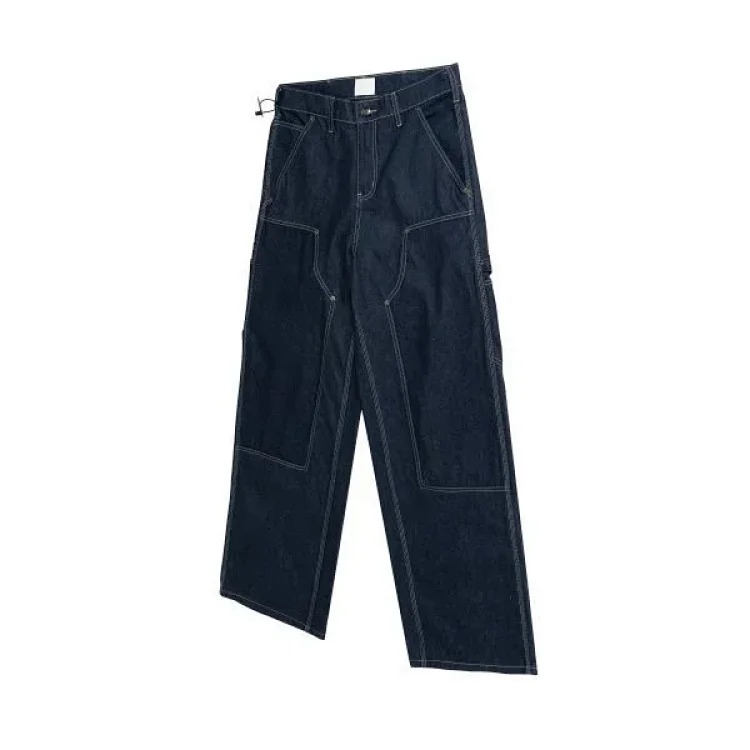 Washed silhouette raw denim raw denim overalls logging pants jeans