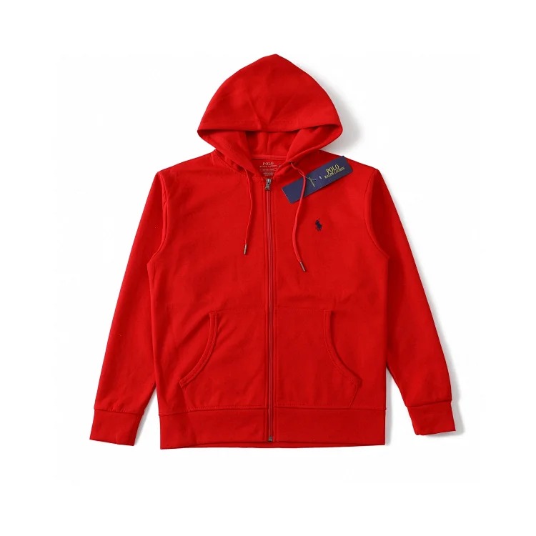 Cross-basic pony logo embroidered hooded sweatshirt for men and women with zipper jacket