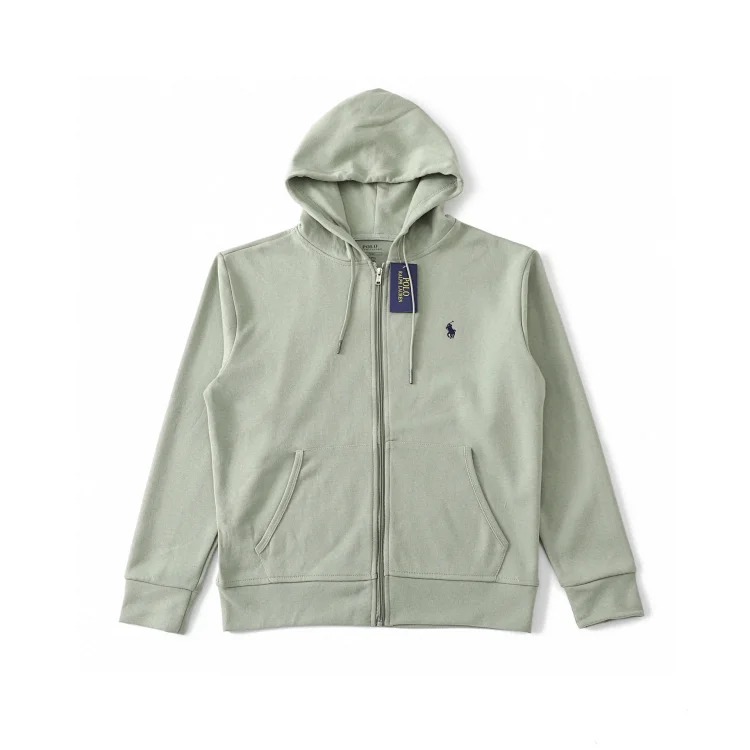 Cross-basic pony logo embroidered hooded sweatshirt for men and women with zipper jacket